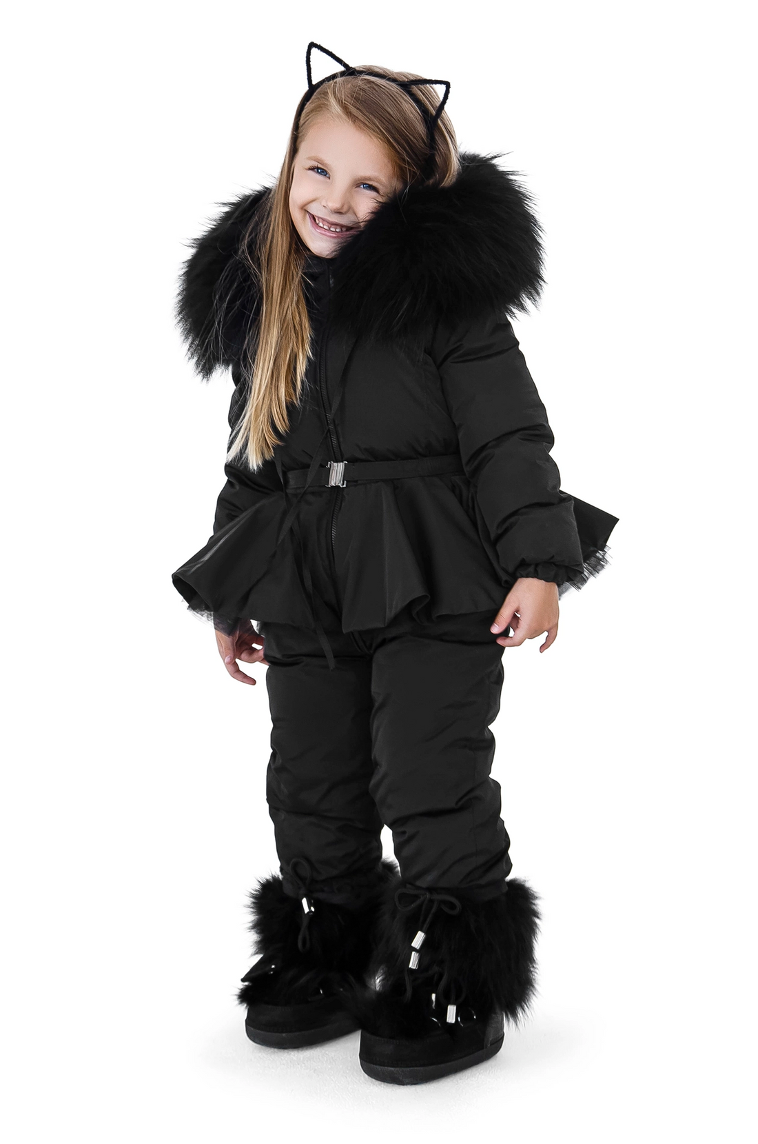 Kitty Black Snowsuit — Kids